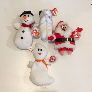 TY Beanie Babies Lot of 4 Christmas Figures